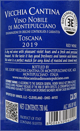 Vino Nobile di Montepulciano 2019 DOCG by Vecchia Cantina label