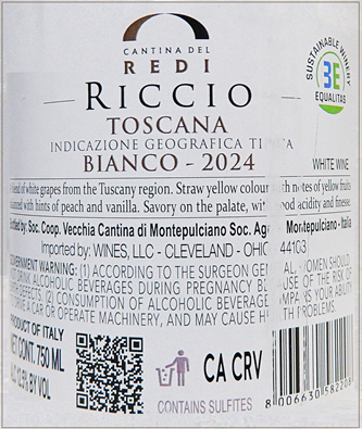 White Super Tuscan, 2024 Cantina del Redi, Tuscany label