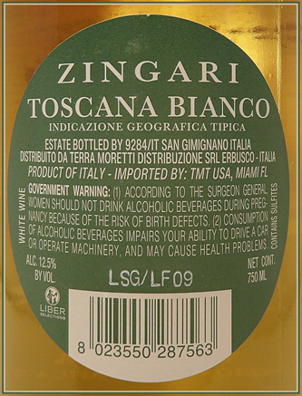 Zingari Bianco, 2022 By Petra in Maremma Tuscany label