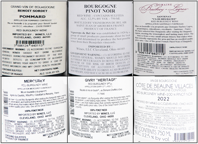 Six Red Wine Bundle labels