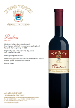 Torti Barbera DOC OP, 2009, 90 Pts  JS - Wines From Italy